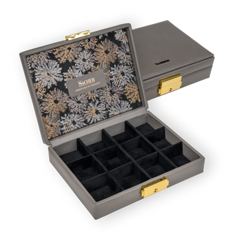 Etui fleur venice / gris (cuir)