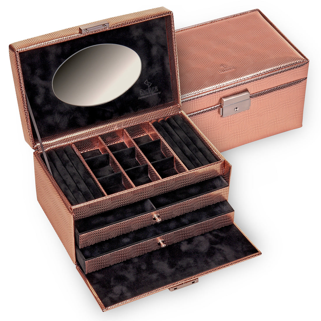 jewellery case Elly lagarto / rose gold