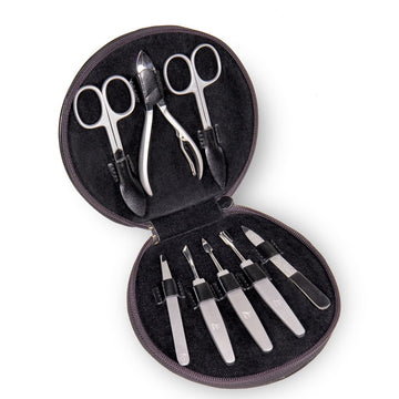 8 pcs. manicure set Manikürenset / black (leather)