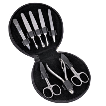 8 pcs. manicure set Manikürenset / black (leather)