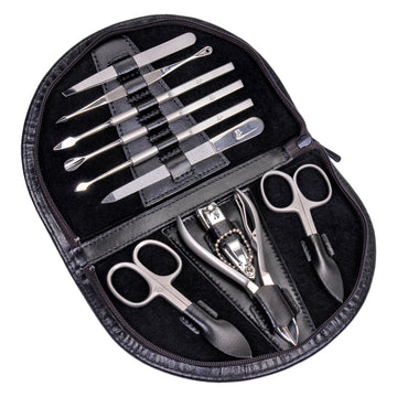 10 pcs. manicure set Manikürenset / black (leather)